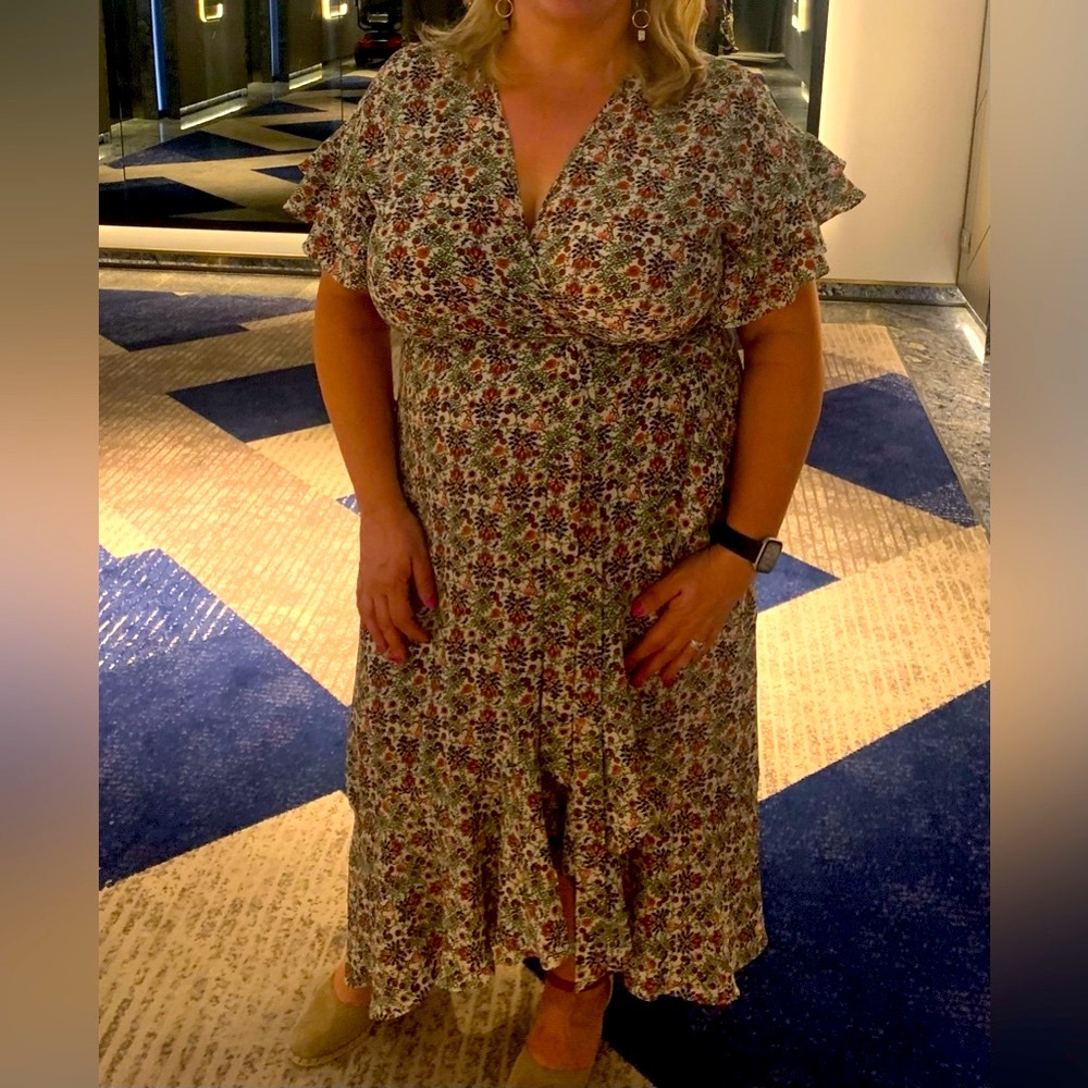Floral high low wrap dress